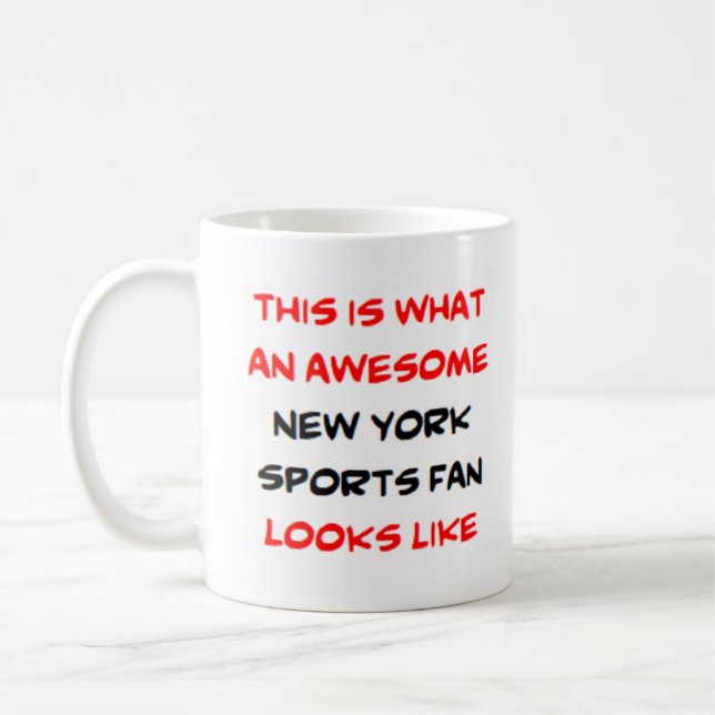 new york sports fan, awesome coffee mug (Left)