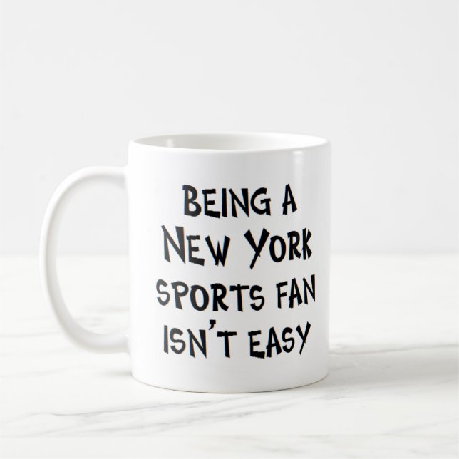 new york sports fan, being coffee mug (Left)