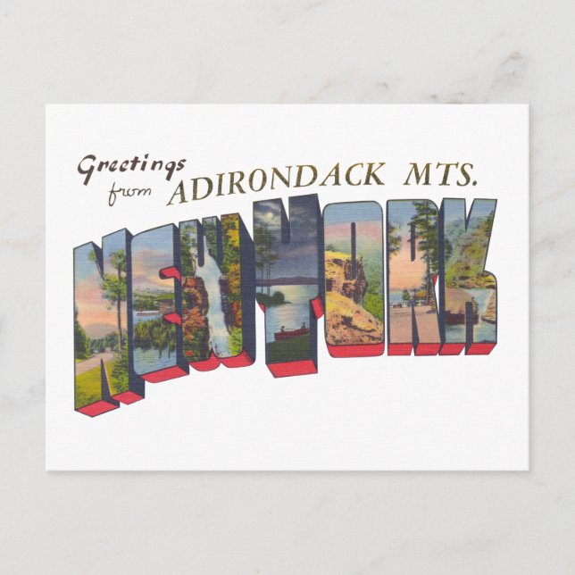 New York State Adirondack Mts Postcard (Front)