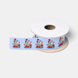 New York State Bird and Flower Satin Ribbon