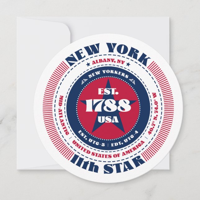 New York State Circular Typography Flat Card (Front)