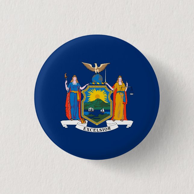 New York State Flag 1 Inch Round Button (Front)