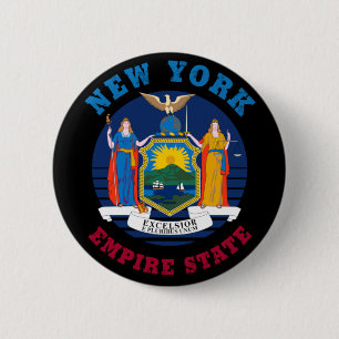 NEW YORK STATE FLAG 2 INCH ROUND BUTTON