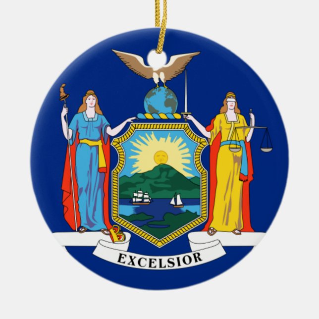 New York State Flag Ceramic Ornament (Front)