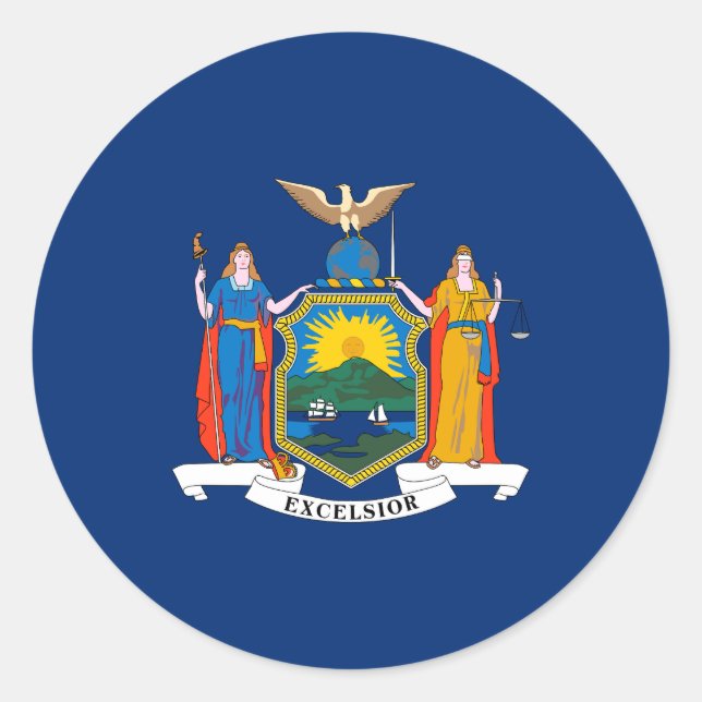 New York State Flag  Classic Round Sticker (Front)