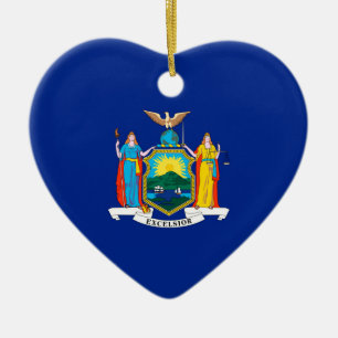 New York State Flag Design Ceramic Ornament