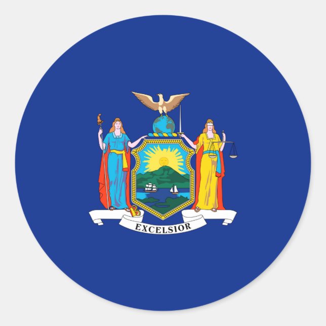 New York State Flag Design Classic Round Sticker (Front)