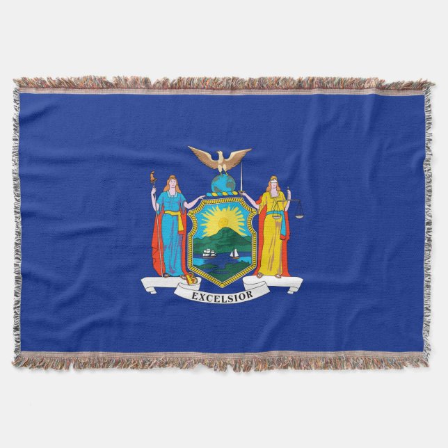 New York State Flag Design Decor Throw Blanket (Front)