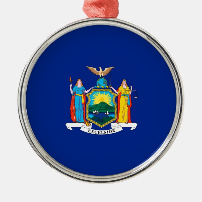 New York State Flag Design Metal Ornament (Front)
