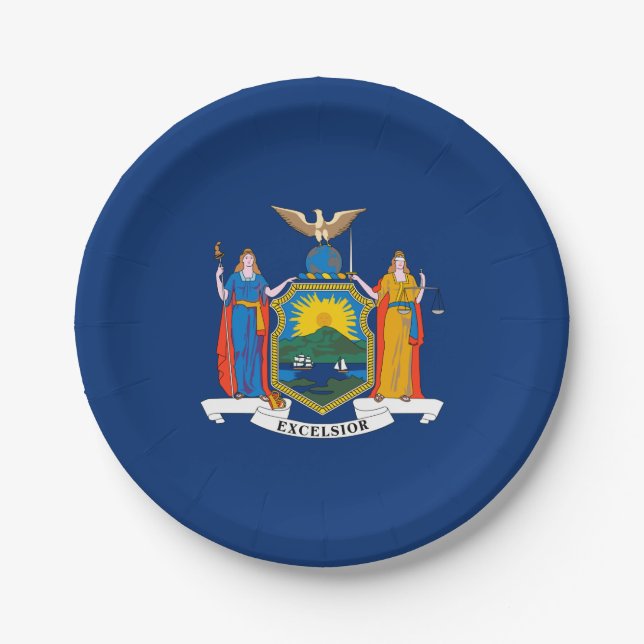 New York State Flag Paper Plate (Front)