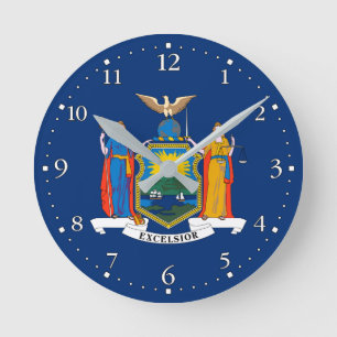 New York State Flag Round Clock