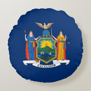 New York State Flag Round Pillow