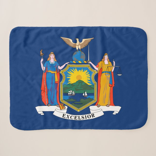New York State Flag Sherpa Blanket (Front (Horizontal))