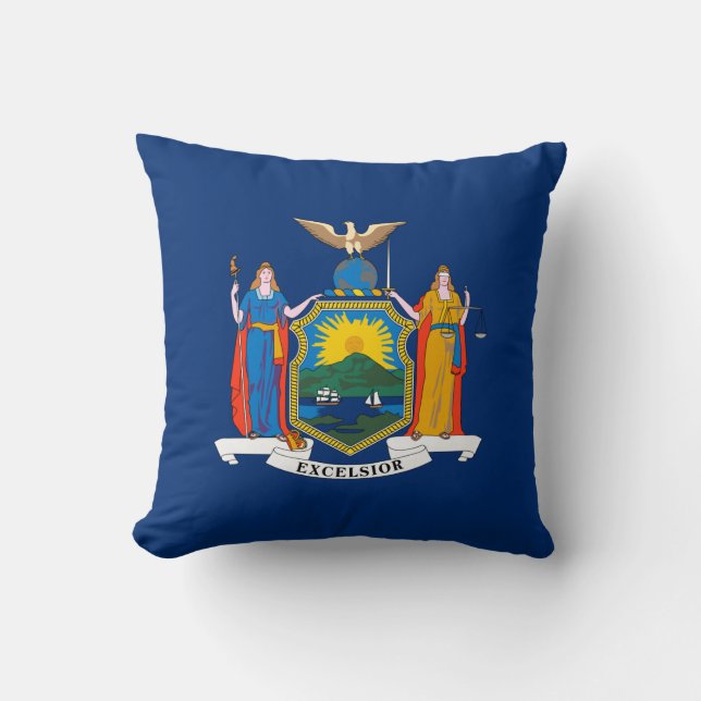 New York State Flag Throw Pillow (Front)
