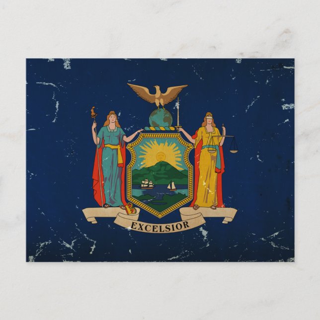 New York State Flag VINTAGE Postcard (Front)