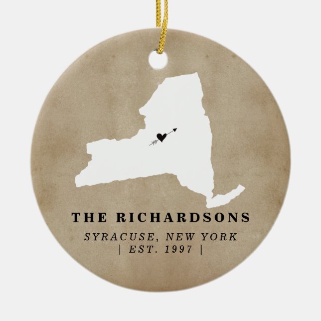 New York State Home Housewarming Personalized Ceramic Ornament (Front)