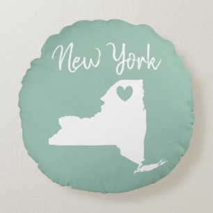 New York state map love home Throw Pillow