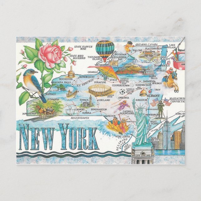 new york state map postcard (Front)