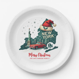 New York State Merry Christmas Custom Holiday Paper Plate