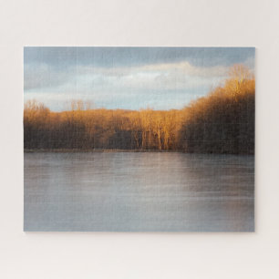 New York State Nature Twilight Winter Lake Jigsaw Puzzle