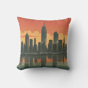 New York State of Mind – Retro Skyline Throw Pillo Pillow