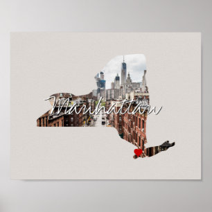 New York State Photo insert and town name Poster