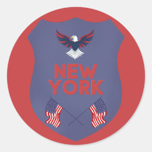 New York State Pride Patriotic Shield Vinyl Classic Round Sticker