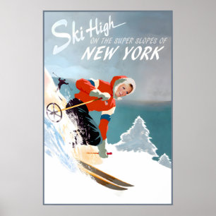 New York State Travel Poster Snow Ski Paris