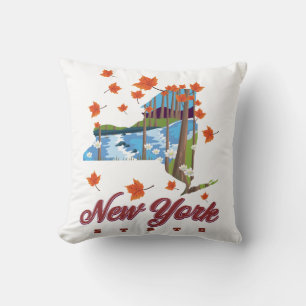 New York State Travel poster Throw Pillow