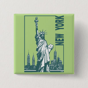 New York-Statue of Liberty 2 Inch Square Button