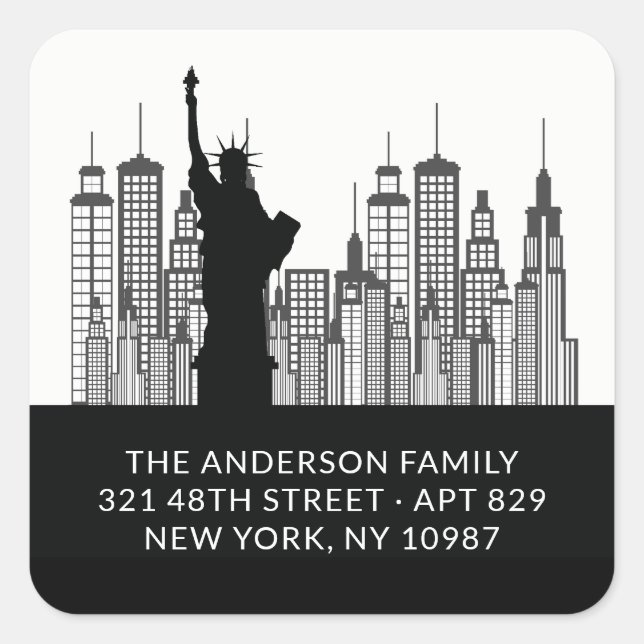 New York Statue of Liberty Address Label Sticker (Front)