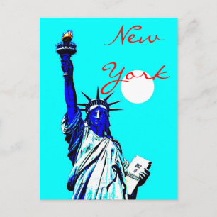 New York Statue of Liberty Blue Pop Art Postcard