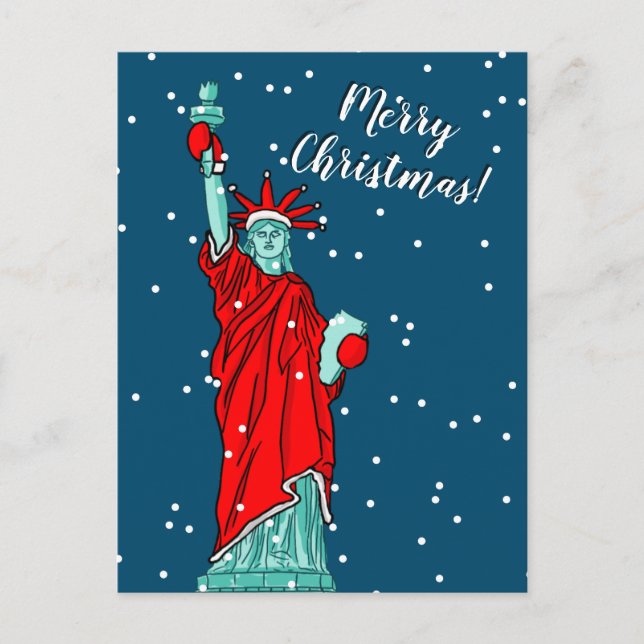 New York Statue of Liberty Christmas moving Holiday Postcard (Front)