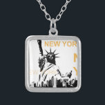 New York Statue of Liberty Silver Plated Necklace<br><div class="desc">New York Statue of Liberty and Manhattan</div>