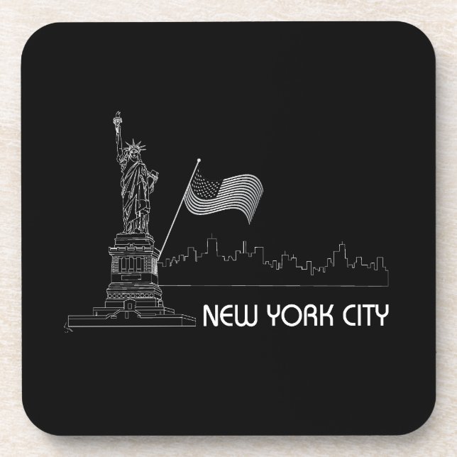 New York - Statue of Liberty USA Flag Coaster (Front)