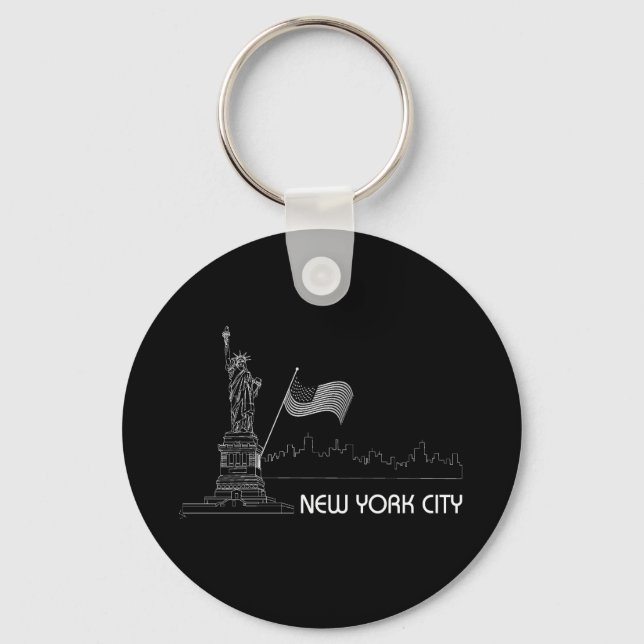 New York - Statue of Liberty USA Flag Keychain (Front)