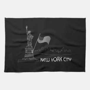 New York - Statue of Liberty USA Flag Kitchen Towel
