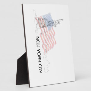 New York - Statue of Liberty USA Flag Plaque
