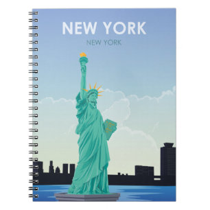 New York Statue Of Liberty Vintage Travel Notebook