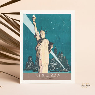 New York Statue of Liberty Vintage Travel Poster Postcard