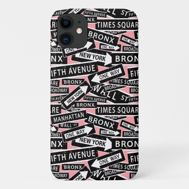 New York Street Names Blush Pink Patterned Case-Mate iPhone Case (Back)