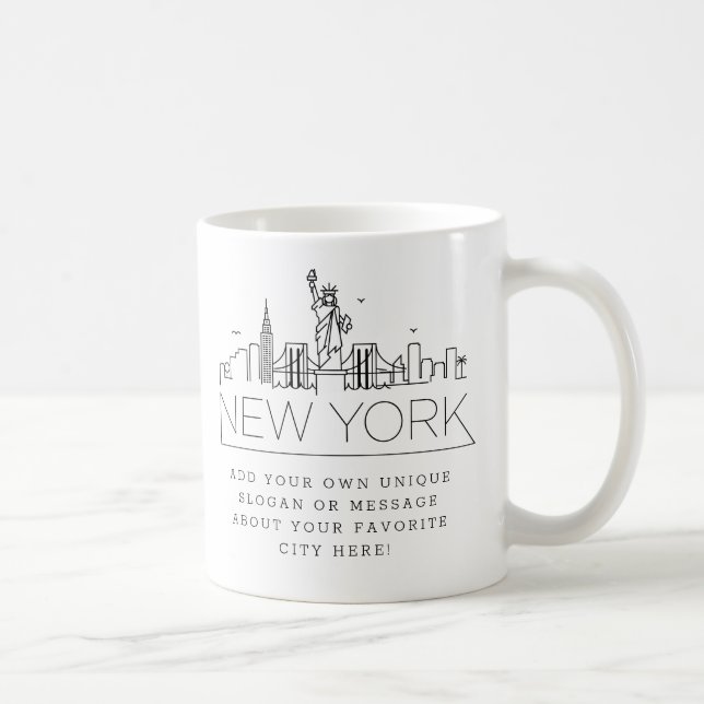 New York Stylized Skyline | Custom Slogan Coffee Mug (Right)