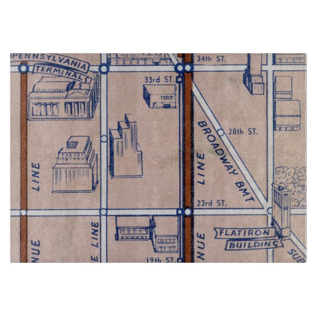 NEW YORK SUBWAY MAP, 1940 2 CUTTING BOARD (Front)