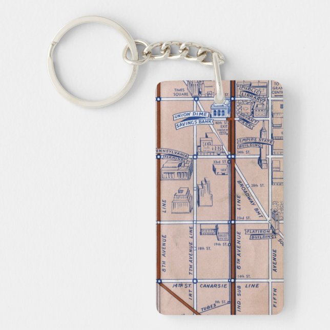 NEW YORK SUBWAY MAP, 1940 2 KEYCHAIN (Front)