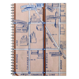 NEW YORK SUBWAY MAP, 1940 2 NOTEBOOK