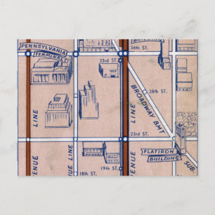 NEW YORK SUBWAY MAP, 1940 2 POSTCARD