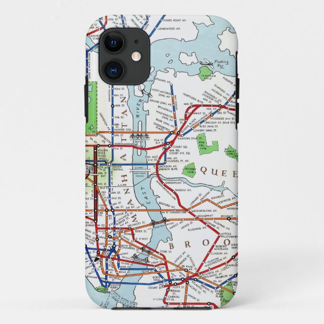 New York: Subway Map, 1940 Case-Mate iPhone Case (Back)