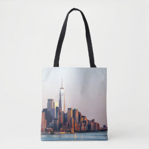 New York Sunset Skyline View of World Trade Center Tote Bag