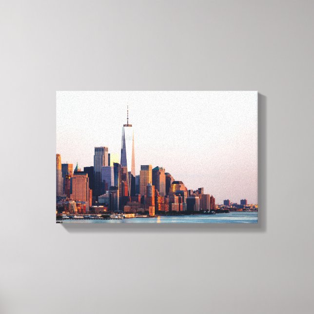 New York Sunset Skyline View of World Trade Centre Canvas Print (Front)