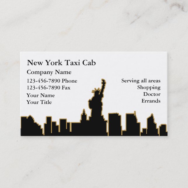 New York Taxi Business Cards (Front)